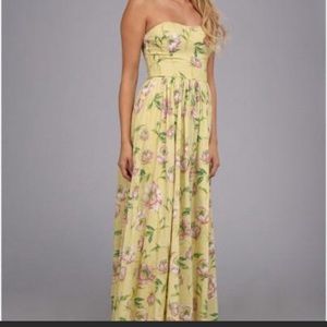 French Connection \ Yellow Floral Strapless Dress